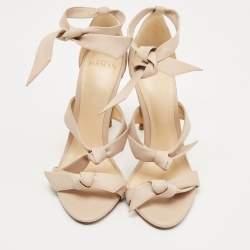 Alexandre Birman Beige Leather Ankle Strap Sandals Size 37