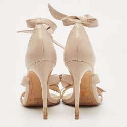 Alexandre Birman Beige Leather Ankle Strap Sandals Size 37