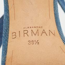 Pre Owned Alexandre Birman Blue Denim Ankle Strap Sandals Size 38.5