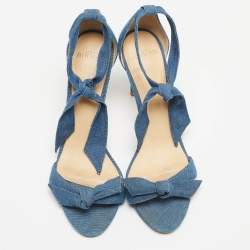 Pre Owned Alexandre Birman Blue Denim Ankle Strap Sandals Size 38.5