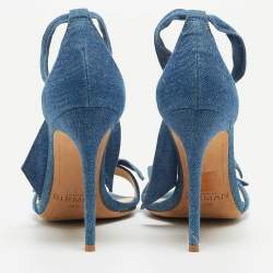 Pre Owned Alexandre Birman Blue Denim Ankle Strap Sandals Size 38.5