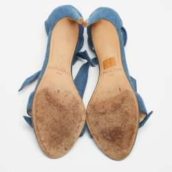Pre Owned Alexandre Birman Blue Denim Ankle Strap Sandals Size 38.5