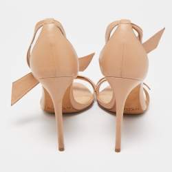 Alexandre Birman Beige Leather Clarita Ankle Wrap Sandals Size 37.5