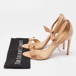 Alexandre Birman Beige Leather Clarita Ankle Wrap Sandals Size 37.5