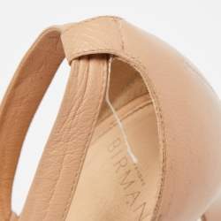 Alexandre Birman Beige Leather Clarita Ankle Wrap Sandals Size 37.5