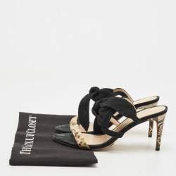 Alexandre Birman Black Suede Tie Detail Sandals Size 37.5