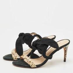 Alexandre Birman Black Suede Tie Detail Sandals Size 37.5