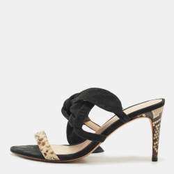 Alexandre Birman Black Suede Tie Detail Sandals Size 37.5