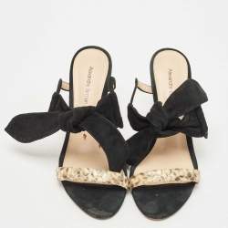 Alexandre Birman Black Suede Tie Detail Sandals Size 37.5