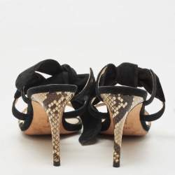 Alexandre Birman Black Suede Tie Detail Sandals Size 37.5