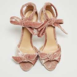 Alexandre Birman Pink Velvet Clarita Sandals Size 37.5