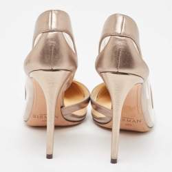 Alexandre Birman Metallic Beige Leather and PVC D'Orsay Pumps Size 40.5