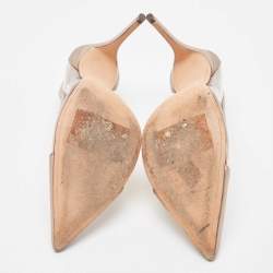 Alexandre Birman Metallic Beige Leather and PVC D'Orsay Pumps Size 40.5