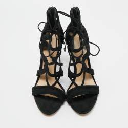 Alexandre Birman Black Suede Elenara Sandals Size 41