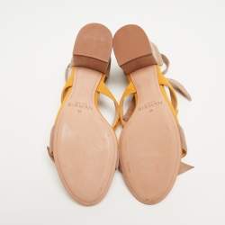 Alexandre Birman Yellow/Beige Suede Lolita Ankle Tie Sandals Size 38