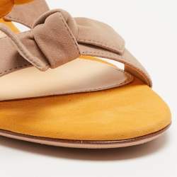 Alexandre Birman Yellow/Beige Suede Lolita Ankle Tie Sandals Size 38