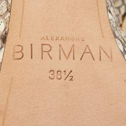 Alexandre Birman Brown/Beige Embossed Python Clarita Bow Tie Sandals Size 38.5