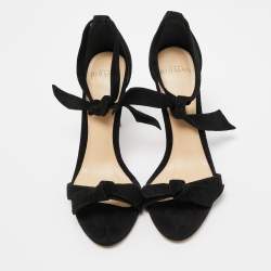 Alexandre Birman Black Suede Clarita Ankle Wrap Sandals Size 35