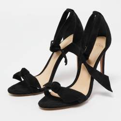 Alexandre Birman Black Suede Clarita Ankle Wrap Sandals Size 35
