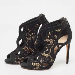 Alexandre Birman Black Mesh and Suede  Ankle Strap Sandals Size 36