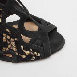 Alexandre Birman Black Mesh and Suede  Ankle Strap Sandals Size 36