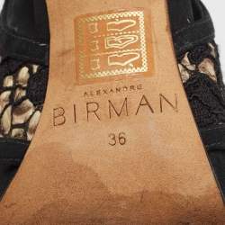 Alexandre Birman Black Mesh and Suede  Ankle Strap Sandals Size 36