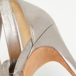 Alexandre Birman Silver Leather  Ankle Strap Sandals Size 41