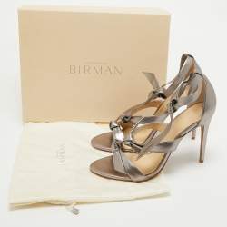 Alexandre Birman Silver Leather  Ankle Strap Sandals Size 41