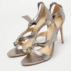 Alexandre Birman Silver Leather  Ankle Strap Sandals Size 41