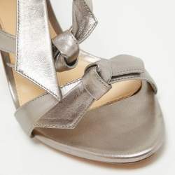 Alexandre Birman Silver Leather  Ankle Strap Sandals Size 41