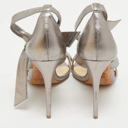 Alexandre Birman Silver Leather  Ankle Strap Sandals Size 41