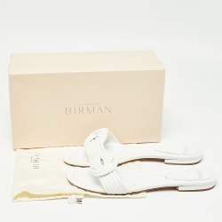 Pre Owned Alexandre Birman White Leather Vicky Flat Slides Size 41.5