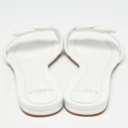 Pre Owned Alexandre Birman White Leather Vicky Flat Slides Size 41.5