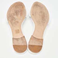 Pre Owned Alexandre Birman White Leather Vicky Flat Slides Size 41.5