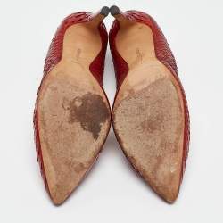 Pre Owned Alexandre Birman Red Python Leather Pumps Size 37.5