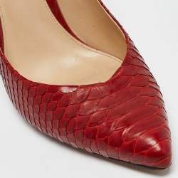 Pre Owned Alexandre Birman Red Python Leather Pumps Size 37.5