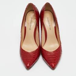 Pre Owned Alexandre Birman Red Python Leather Pumps Size 37.5