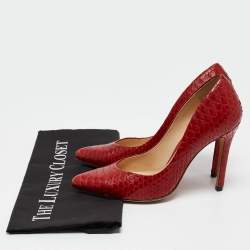 Pre Owned Alexandre Birman Red Python Leather Pumps Size 37.5