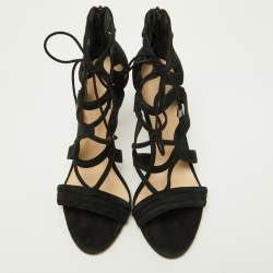 Alexandre Birman Black Suede Cut Out Strappy Sandals Size 40