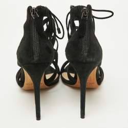 Alexandre Birman Black Suede Cut Out Strappy Sandals Size 40