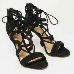 Alexandre Birman Black Suede Cut Out Strappy Sandals Size 40