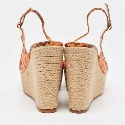 Alexandre Birman Orange Python Espadrille Slingback Sandals Size 39.5