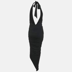 Alexandre Vauthier Black Jersey Asymmetric Halter Neck Draped Dress S
