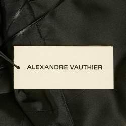 Pre Owned Alexandre Vauthier Black Satin Ruffled V-Neck Mini Dress M