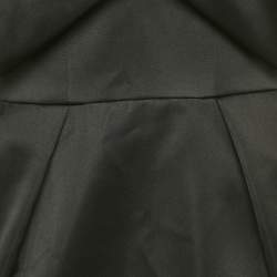 Pre Owned Alexandre Vauthier Black Satin Ruffled V-Neck Mini Dress M