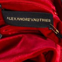 Alexandre Vauthier Red Velvet Plunge Neck Faux Wrap Mini Dress S