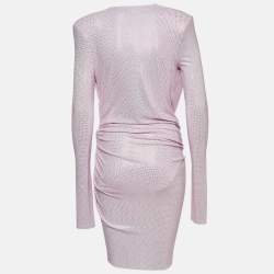Alexandre Vauthier Pink Crystal Embellished Draped Mini Dress M