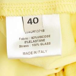 Alexandre Vauthier Yellow Studded Jersey Plunged Maxi Dress S