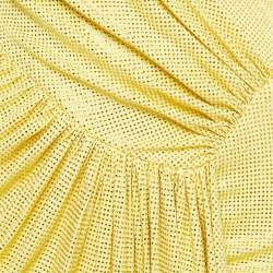 Alexandre Vauthier Yellow Studded Jersey Plunged Maxi Dress S