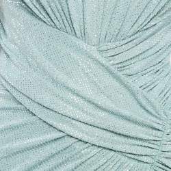Alexandre Vauthier Blue Studded Jersey Drape Style Maxi Dress S